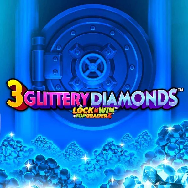 3 Glittery Diamonds slot logo by PearFiction Studios at GT Casino3 Glittery Diamonds