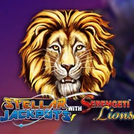 Logo of Stellar Jackpots with Serengeti Lions from Lightning Box Game at GT Casino